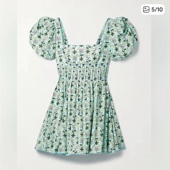 NWT Agua by Agua Bendita Green Floral Mini Dress - Picture 5 of 10